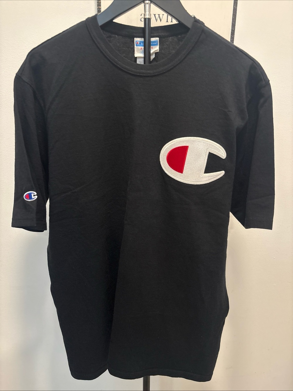 Champion Black Short Sleeve Tee with Large C Patch